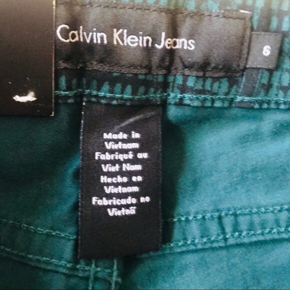 Calvin Klein jeans a black Nad Green Animal Print Skinny Jean Pants Woman size 6 - Picture 14 of 16